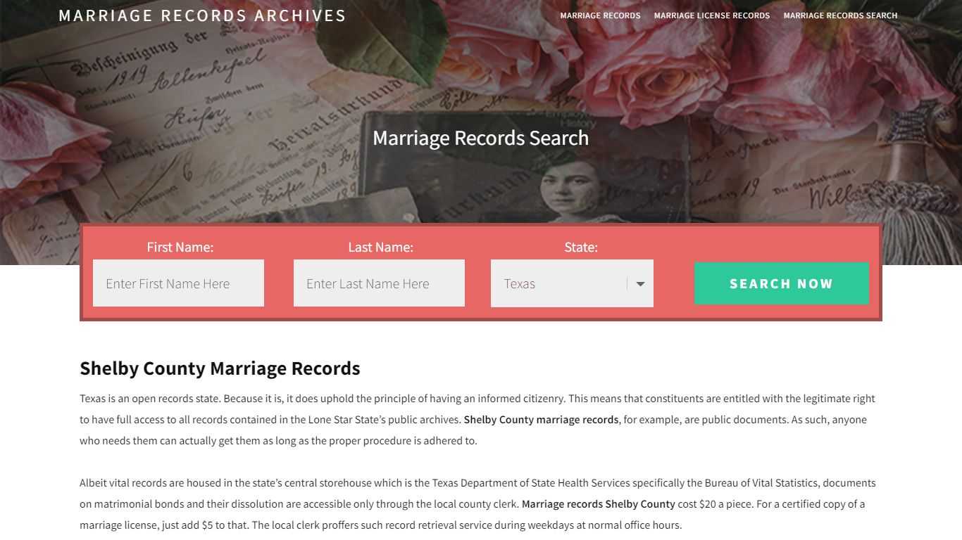 Shelby County Marriage Records | Enter Name and Search | 14 Days Free